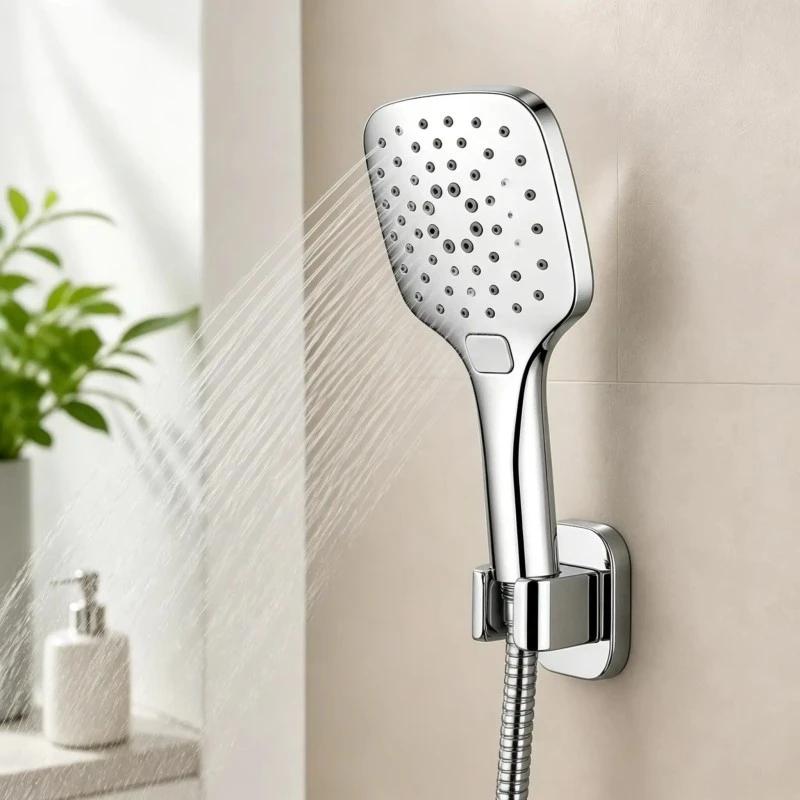 Full Chrome Button High Pressure Water Saving Shower
